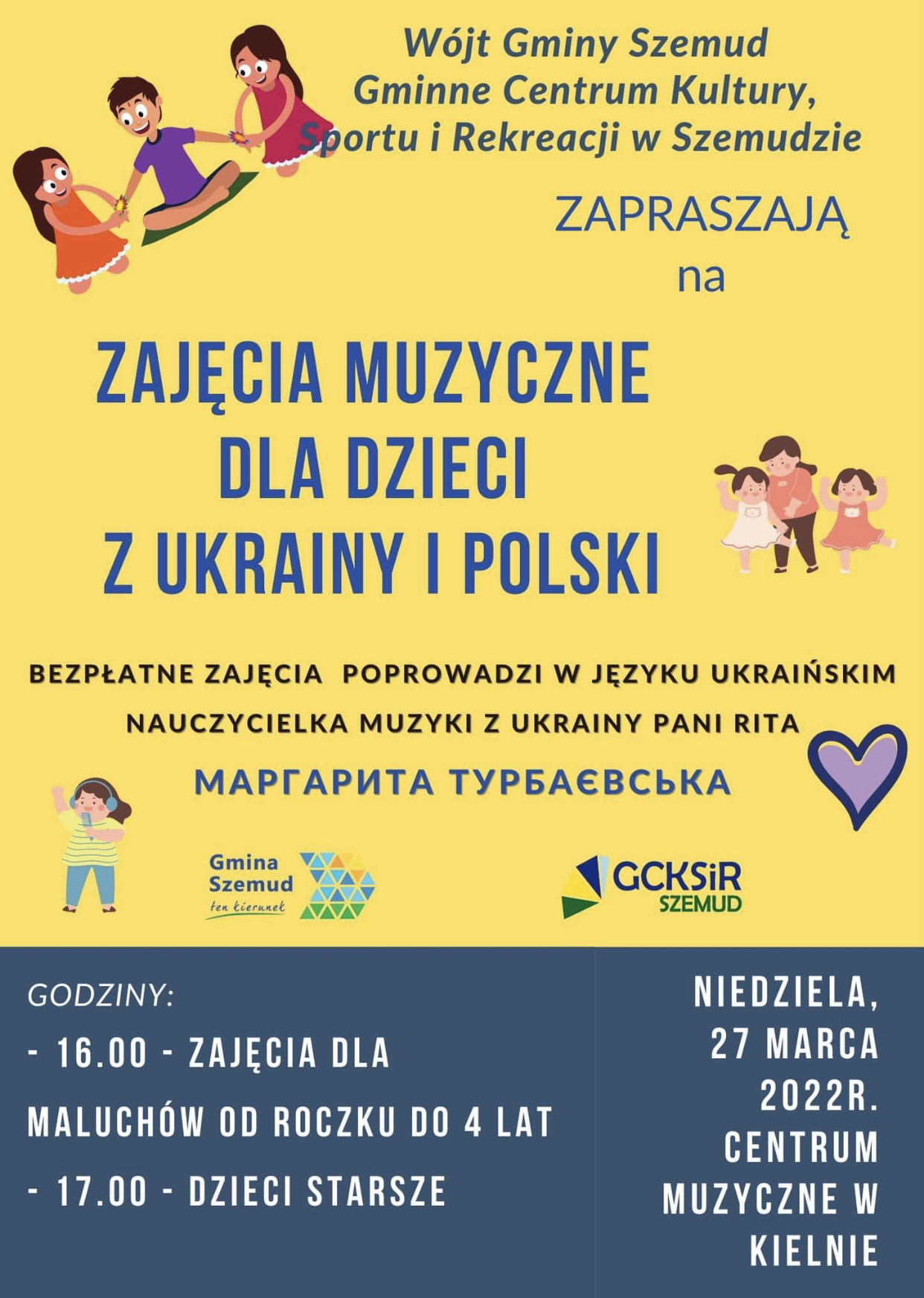 Read more about the article Zajęcia muzyczne dla dzieci z Ukrainy i Polski