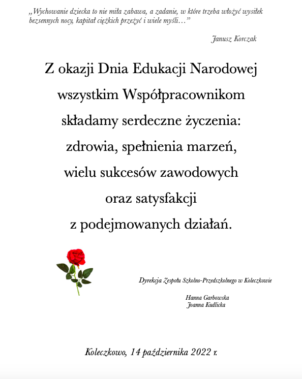 Read more about the article Życzenia z okazji Dnia Edukacji Narodowej