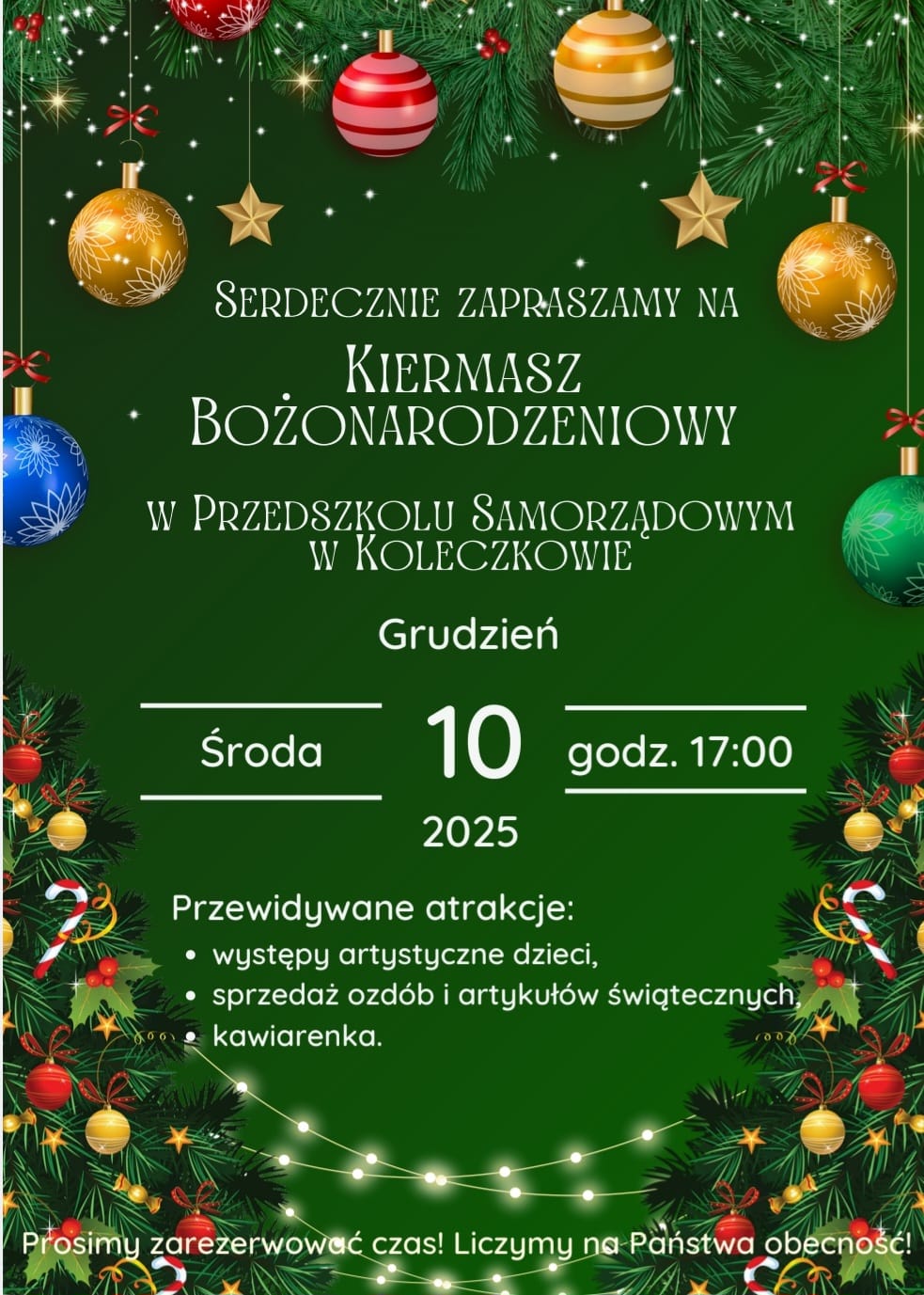 Read more about the article 🧑‍🎄🎄KIERMASZ ŚWIĄTECZNY 🌲🎅